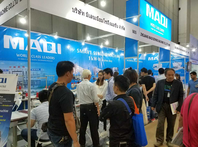 美机新一代智慧缝纫机闪灼泰国2017GFT纺织打扮机械展
