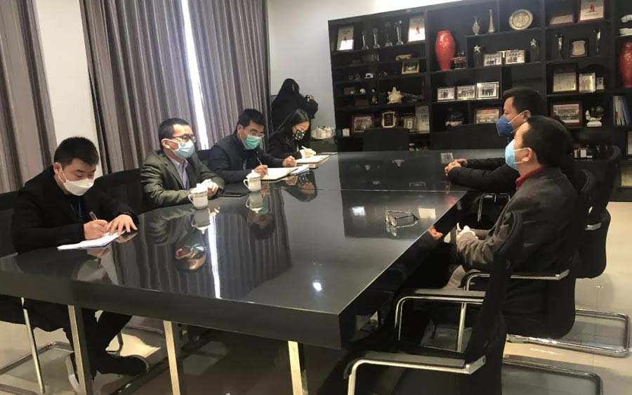 温岭市委组织部叶敏智副部长、新河镇叶晓珑镇长莅临美机督导疫情防控和复工复产准备事情